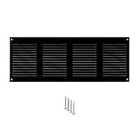 Grille d’Aération Métal 400x150 mm Noire - Grille de Ventilation Rectangulaire pour Mur et Plafond - Couvercle de Ventilation pour Systèmes HVAC, Extraction et Entrée d’Air