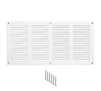 Grille d’Aération Métal 400x200 mm Blanche - Grille de Ventilation Rectangulaire pour Mur et Plafond - Couvercle de Ventilation pour Systèmes HVAC, Extraction et Entrée d’Air