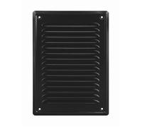 Grille d’aération plate - ADGO - 16,5x23,5cm - Noir - Acier - Avec moustiquaire