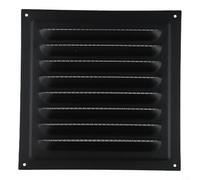 Grille d'aération 20 x 20 cm en acier inoxydable - Installation flexible au plafond ou au mur - Avec protection contre les insectes - Noir