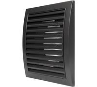Grille d'aération anthracite de 125 mm avec bride et écran de protection en maille intégrée, noir, couvercle de conduit d'évacuation CVC, bouchon d'échappement