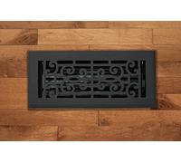 Grille d'aération baroque en fonte d'aluminium Noir 10,2 x 35,5 cm