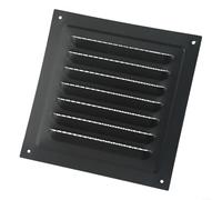 Grille d'aération carrée en acier inoxydable - 150 x 150 mm - Pour système CVC au plafond et à paroi latérale - Finition anthracite - 1 pièce - Noir
