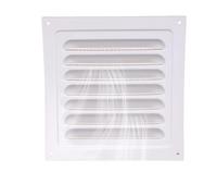 Grille d'aération carrée en métal avec moustiquaire - 16,5 x 16,5 cm - Blanc - Pour plafond et paroi latérale