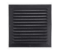 Grille d'aération carrée en métal Noir 250 x 250 mm | Cette grille d'aération en aluminium dispose d'un écran en maille de nylon intégré pour garder les conduits de ventilation