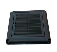 Grille d'aération carrée en plastique noir avec grille en maille, cadre de 150 x 150 mm et col rond de 100 mm (10,2 cm), pour mur / plafond / sol frais (12,7 cm)