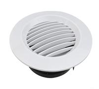 Grille d'aération circulaire blanche et noire pour tuyau de conduit de 75 mm à 200 mm | Capuchon rond avec panneau amovible pour montage mural ou au plafond dans la cuisine, la salle de bain, le