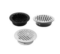 Grille d'aération Circulaire en Acier inoxydable Grille Ventilation exterieur Vent Hotte avec Filet Couvercle pour Hotte de Cuisine, Capot de Sortie d'air 50-200mm(Noir,50mm/2in)