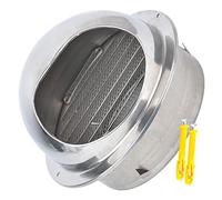 Grille d'aération - Couvercle rond en acier inoxydable - Extracteur mural - Argenté - 80 mm