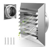 Grille d'aération de 100 mm avec moustiquaire, clapet anti-retour en acier inoxydable 304, grille de protection contre les intempéries, grille d'aération Ø 100 mm pour gaine de tuyau VMC, grille