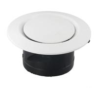 Grille d'aération de plafond en ABS avec flux d'air réglable pour alimentation en air intérieur, sortie de ventilation CVC ronde de 75 mm à 200 mm, blanc + noir (100 mm)