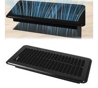 Grille d'aération de plancher de 10,2 x 25,4 cm, en acier au carbone robuste avec déflecteur d'aération réglable, grilles de plancher pour moquette, carrelage et parquet (noir)