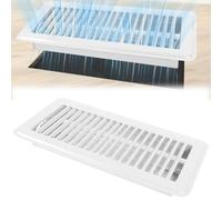 Grille d'aération de plancher de 10,2 x 25,4 cm, en acier au carbone robuste avec déflecteur d'aération réglable, grilles de plancher pour moquette, carrelage et parquet (blanc)