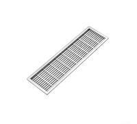 Grille d'aération en ABS pour plinthe de cuisine et chambre à coucher - 220 x 59 mm - Avec lamelles solides pour une meilleure efficacité de la circulation de l'air - Argenté