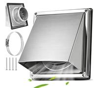 Grille d'Aération en Acier Inoxydable Ø100mm Grille de Ventilation Carrée avec Moustiquaire Clapet Anti-Retour pour Sortie d'air Hottes Ventilations Conduits d'Échappement