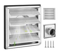 Grille d'aération en acier inoxydable - 150 mm - Grille de protection contre les intempéries - Couvercle extérieur avec lamelles mobiles - Clapet anti-retour en acier inoxydable pour systèmes de