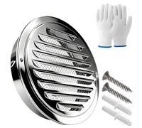 Grille D'aération en Acier Inoxydable 50 80 100 120 150 180mm, Capot de Sortie D'air, Grille de Ventilation Ronde avec Filet Anti-Insecte pour Garage, Cuisine, Salle de Bain, Mur(200mm/7.9in)