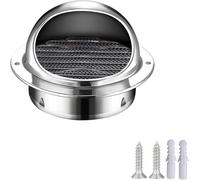 Grille d'aération en acier inoxydable avec moustiquaire - Diamètre : 12,5 cm - Bouchon mural à persiennes pour évacuation et ventilation