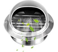 Grille d'Aération en Acier Inoxydable Rond avec Bouche Anti-insectes et Lamelles, Grille de Ventilation(150mm)pour Mur Extérieur