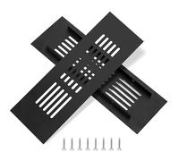 Grille d'aération en Aluminium Grille de Ventilation Rectangulaire avec Vis pour la Ventilation des Placards et des Chambres 15 x 5cm Noir 2 Pièces