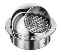Grille d'aération épaisse en acier inoxydable - Grille d'aération sphérique - Avec moustiquaire en maille - 130 mm