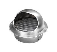 Grille d'aération murale ronde en acier inoxydable 304 - Grille d'échappement pour cuisine et chambre à coucher - Résistant aux intempéries - Moustiquaire intégrée (argenté, 100 mm)