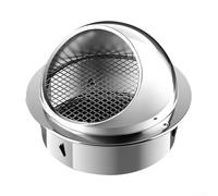 Grille d'aération murale ronde en acier inoxydable brossé avec volets et maille pour sèche-linge, salle de bain, cuisine, hotte de 70 mm à 200 mm (100 mm)