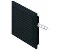 Grille d'aération noire avec moustiquaire et cadre de fixation 170 mm x 170 mm T40CZ