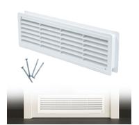 Grille D'aération Pour Porte, Cuisine, Salle de Bain Avec Grille de Protection - 11,5x43cm, Blanc, ADGO