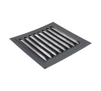 Grille d'aération professionnelle carrée en métal avec moustiquaire pour plafond, mur latéral, système CVC, noir, 25 x 25 cm (1 pièce)