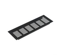 Grille d'aération rectangulaire en alliage noir adaptée pour la ventilation des armoires, armoires et systèmes de ventilation d'extraction (80 x 200 mm)