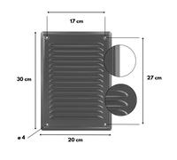 Grille D'aération Rectangulaire, Métallique, Avec Grille de Protection, à Visser - 20×30cm, Graphite, ADGO