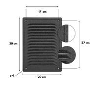 Grille D'aération Rectangulaire, Métallique, Avec Grille de Protection, à Visser - 20×30cm, Gris, ADGO