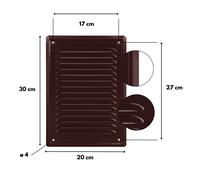 Grille D'aération Rectangulaire, Métallique, Avec Grille de Protection, à Visser - 20×30cm, Marron, ADGO
