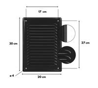 Grille D'aération Rectangulaire, Métallique, Avec Grille de Protection, à Visser - 20×30cm, Noir, ADGO