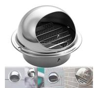 Grille D'Aération Ronde 50 150 200mm Ventilation Grilles Hotte Murale, Bouches D'aération En INOX 304 Avec Maille De Protection, Résistant Intempéries, Sortie D'évacuation Murale(80mm)