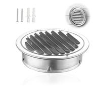 Grille d'aération ronde 80 mm, avec 2 vis et 2 remplisseurs, grille d'évacuation en acier inoxydable, avec protection anti-insectes, pour ventilation de garage, cuisine et salle de bain