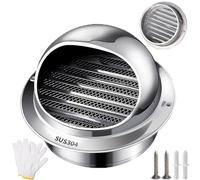 Grille d'Aération Ronde en 304 Acier Inoxydable 50 70 100 150 160 180 200 mm Grille Ventilation Hotte Sortie D’air avec Maille Fine Pour Cuisine Entrepôt Caravane Bureau(150mm/5.9in)