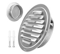 Grille D'aération Ronde En Acier Inoxydable 304, Grille De Ventilation Ronde À Lamelles Avec Filet Anti-Insectes Grille Aeration Ronde Pour Garage Cuisine Armoire Cave(200 mm/7.87 in)