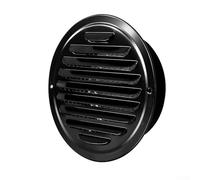 Grille d'aération ronde en acier inoxydable pour mur extérieur et plafond, 70 mm, 80 mm, 100 mm, 150 mm, 200 mm, capot de sortie d'air, noir (70 mm)