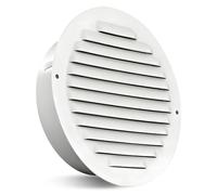 Grille d'aération ronde en métal 100 mm avec moustiquaire et boucle, grille d'aération blanche, anti-rouille, pour garage, salle de bain, cuisine, murs extérieurs