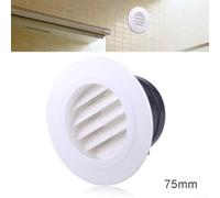 Grille d'aération ronde en plastique pour mur et plafond avec lames inclinées réglables et panneau amovible pour ventilation d'échappement et entrée d'air (75 mm)