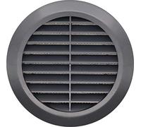 Grille d'aération ronde noire de 100 mm avec bride et moustiquaire/grille anti-insectes T30CZ