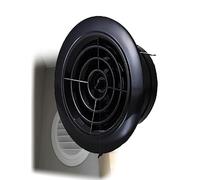 Grille d'aération ronde noire en ABS for de climatisation - Grille d'entrée/sortie d'air en plastique avec persiennes réglables, montage plafond/mur(Rotation 75mm/3")