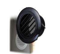 Grille d'aération ronde noire en ABS for de climatisation - Grille d'entrée/sortie d'air en plastique avec persiennes réglables, montage plafond/mur(Angled louvers 75mm/3")
