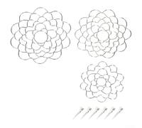 Grille d'arrangement floral en acier inoxydable - 3 tailles (10,2 cm, 12,7 cm, 15,2 cm) + 6 clips sécurisés pour vases, grille florale grenouille pour décoration d'intérieur (argent)