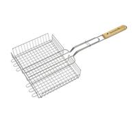 Barbecook Grille de barbecue 4 positions double réglable, acier chromé et bouleau FSC, 32x25x5 cm