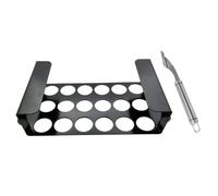 Grille de Barbecue Argenté en Acier Inoxydable, pour Cuisses et Ailes | Poignée Intégrée, Facile à Mettre Sortir du Four, Usage au Four Grill, avec Outil à Vider le Poivre