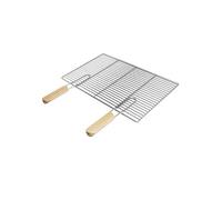 ECD Germany Grille de barbecue en acier inoxydable 54 x 34 cm Rectangulaire avec poignées en bois