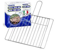 Grille de barbecue coulissante de 38 cm à 64 cm x 32 cm en acier inoxydable chromé et équipée de vis à tête fraisée et e montage - Fabriqué en Italie - Garantie 10 ans MONTERAL
